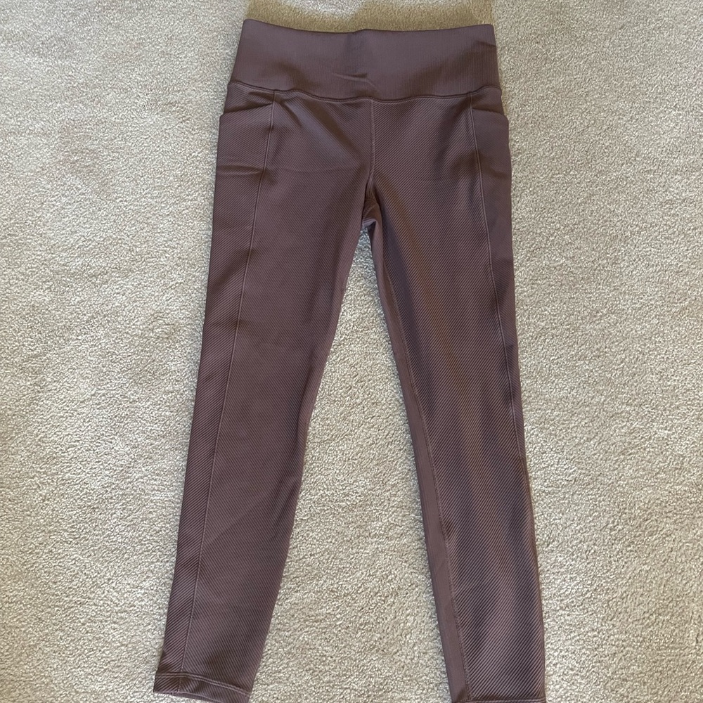 Athleta Smoky Quartz Stash Ribbed High-Waisted Leggings